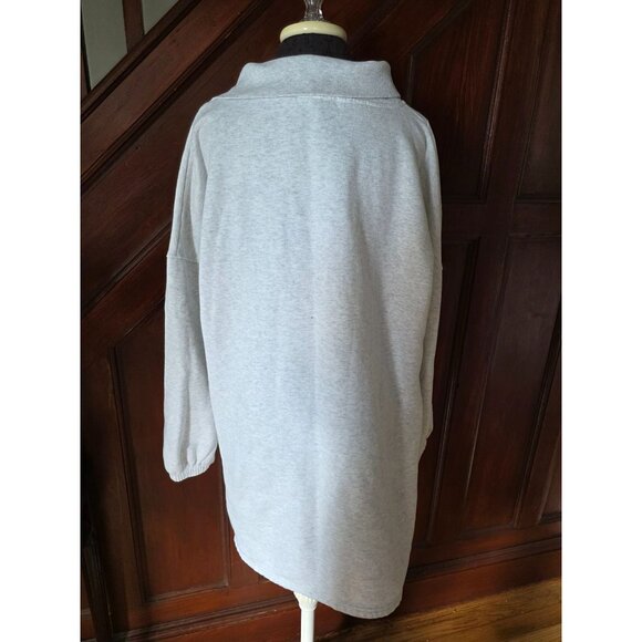 Missguided Light Gray Long Sleeve Oversized Half-Zip Pullover Sweatshirt Dress - Picture 3 of 8